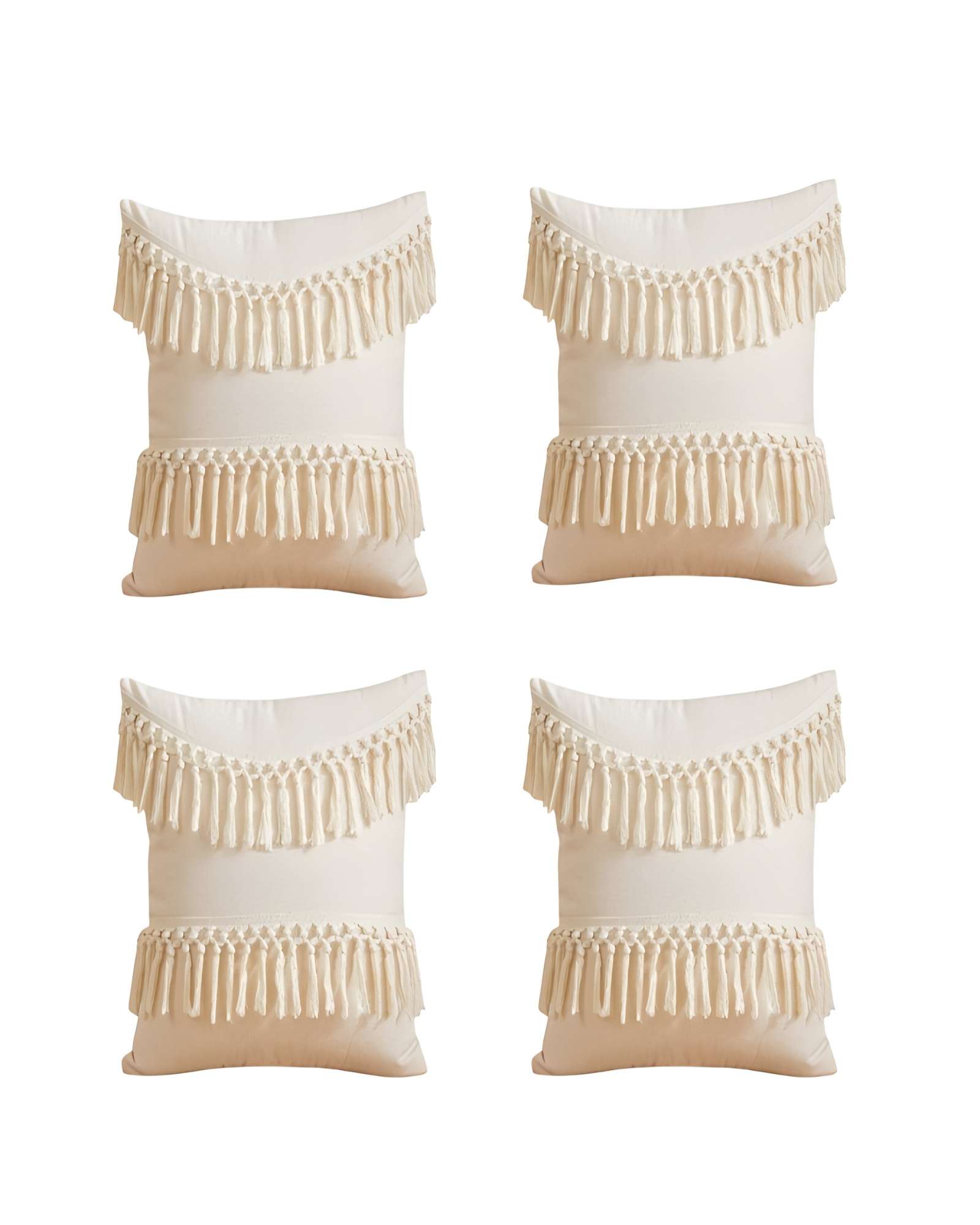 Genérico - Pack De 4 Fundas De Cojin Fleco Lino 45X45 Beige 01