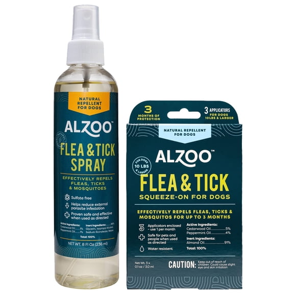 Spray ALZOO de 236 ml a base de plantas contra pulgas y garrapatas para perros