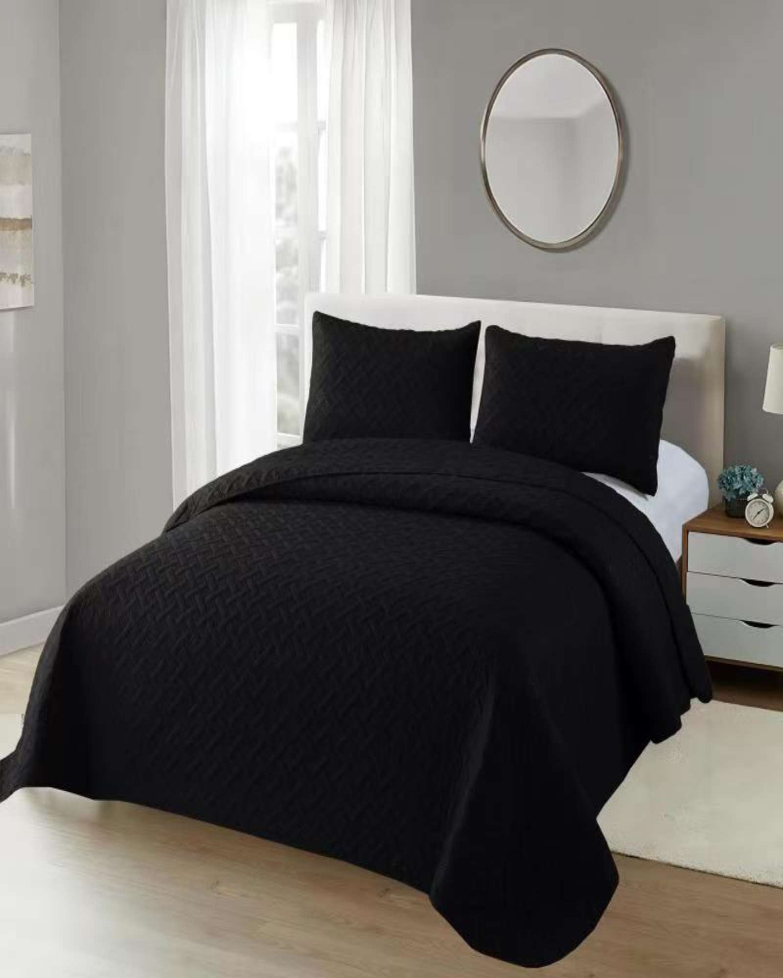 Genérico - Cubrecama Colchas Quilt De Verano King Negro
