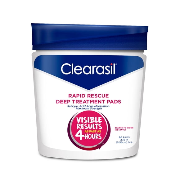 Toallitas Faciales Clearasil Rapid Rescue con 2% de Ácido Salicílico, 90 unidades