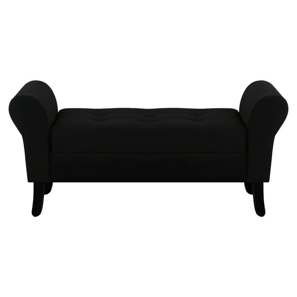 Banqueta Baul Lua 2c Felpa 20 Negro