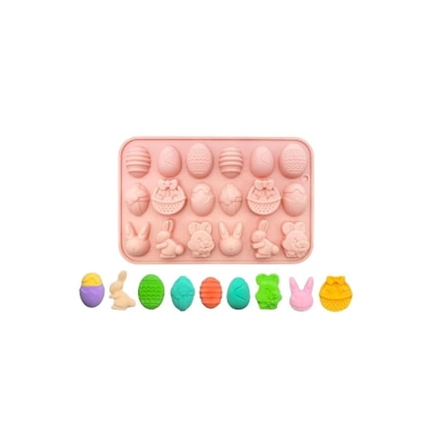 Pasteleriuscl - Moldes De Silicona Con Temática De Pascua Molde De Chocolates 18Cav Gomitas De Pascua Huevo Conejo