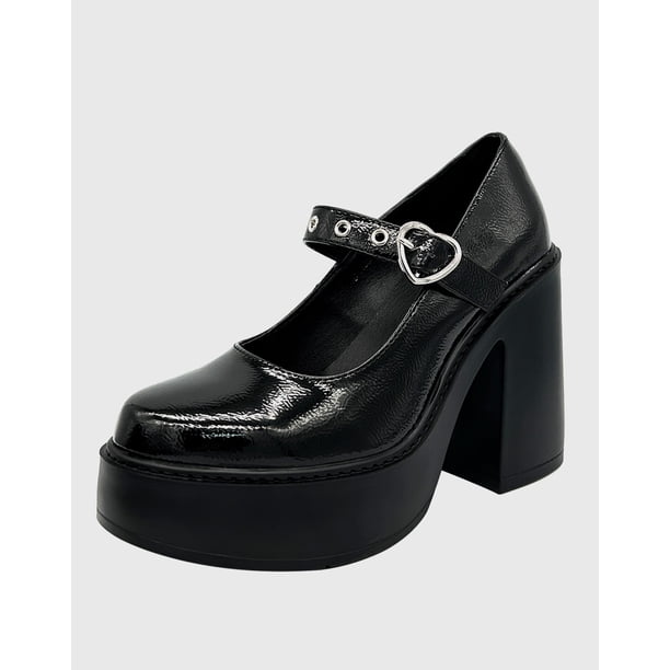 Zapato charol para mujer con taco alto Negro Danicolle