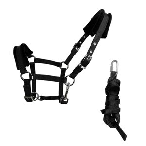 Ioensy - Brida De Caballo Rienda Headstall Halter Horse Leading Rope S Tamaño Negro