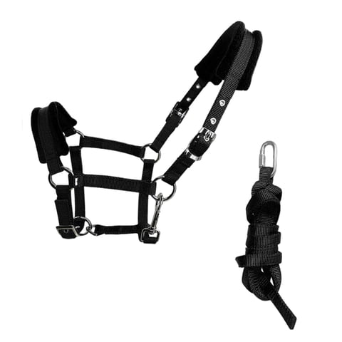 Ioensy - Brida De Caballo Rienda Headstall Halter Horse Leading Rope S Tamaño Negro