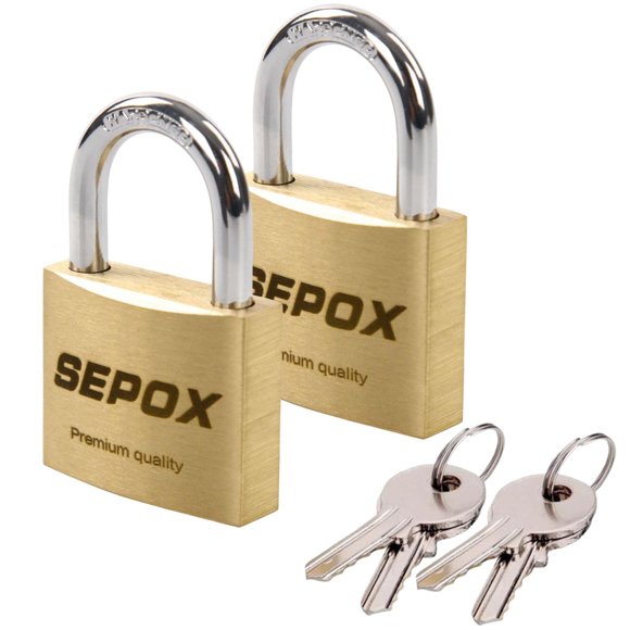 Candado SEPOX 40mm Latón Macizo Impermeable Resistente Paquete de 2