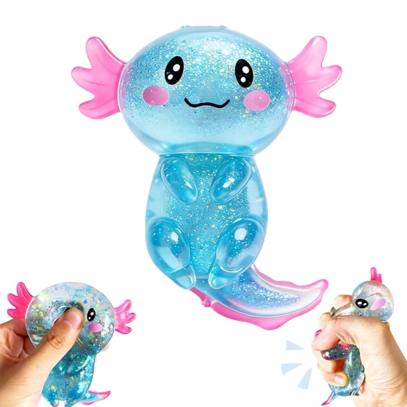 Pelota antiestrés fidget squishy de ajolotes azul EQOA