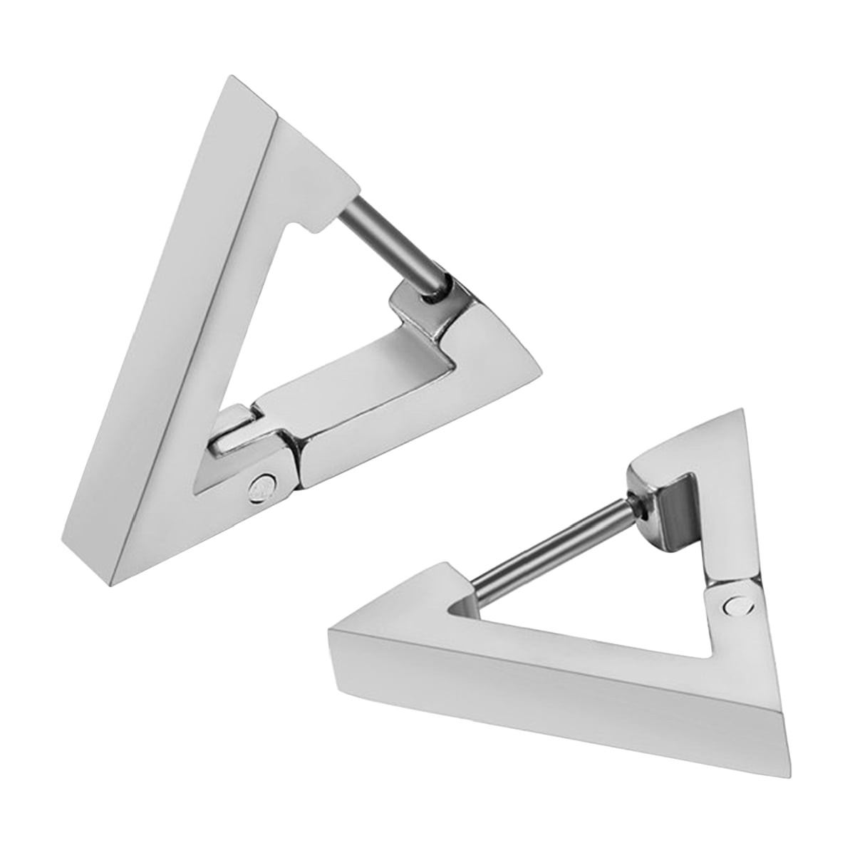 Millam - Aros Unisex Triangulares De Acero Plateado Par