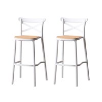 Habita2 Chile - Pack 2 Taburetes Sena 65Cm Respaldo Alto Polipropileno Apilable Con Apoyapies - Blanco