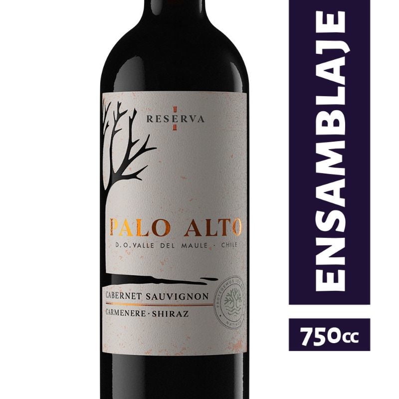 Vino Tinto Ensamblaje Cabernet Sauvignon Reserva 13,5° Botella 750 cc Palo Alto
