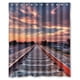 thumbnail image 1 of Cortina de ducha con diseño de vías de tren y ganchos, 60 x 72 pulgadas, 1 of 3
