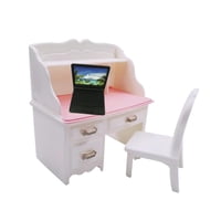 Bothyi - Silla De Escritorio En Miniatura Para Casa De Muñecas Para Decoración De Sala De Estar Con Computadora Portátil Negra