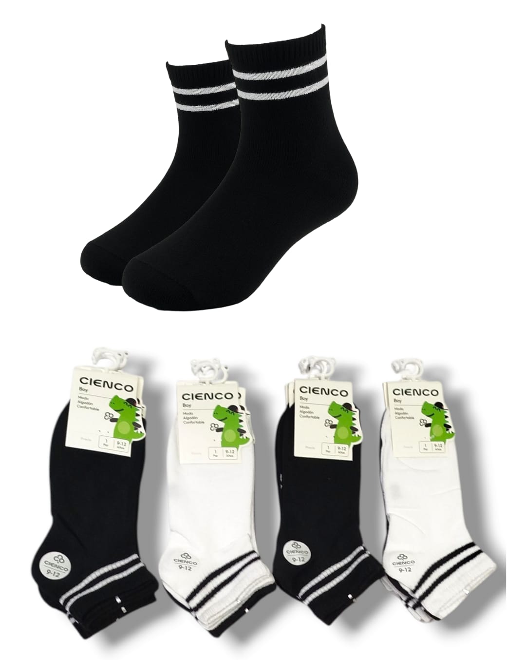 Genérico - Calcetines De Niño Y Niña Con Líneas Algodón Pack 12