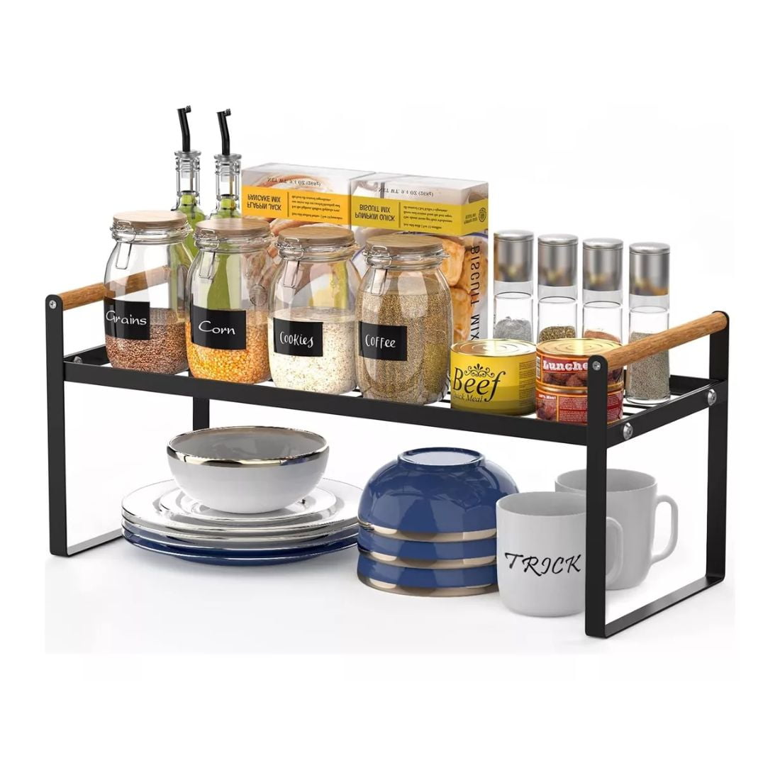 Chic Haus - Repisa Organizador Cocina Acero Madera 54cm Color Negro