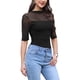thumbnail image 4 of INSPIRE CHIC Mono de Malla para Fiesta de Mujeres Transparente Ajustado con Fruncido de Media Manga S Negro, 4 of 7