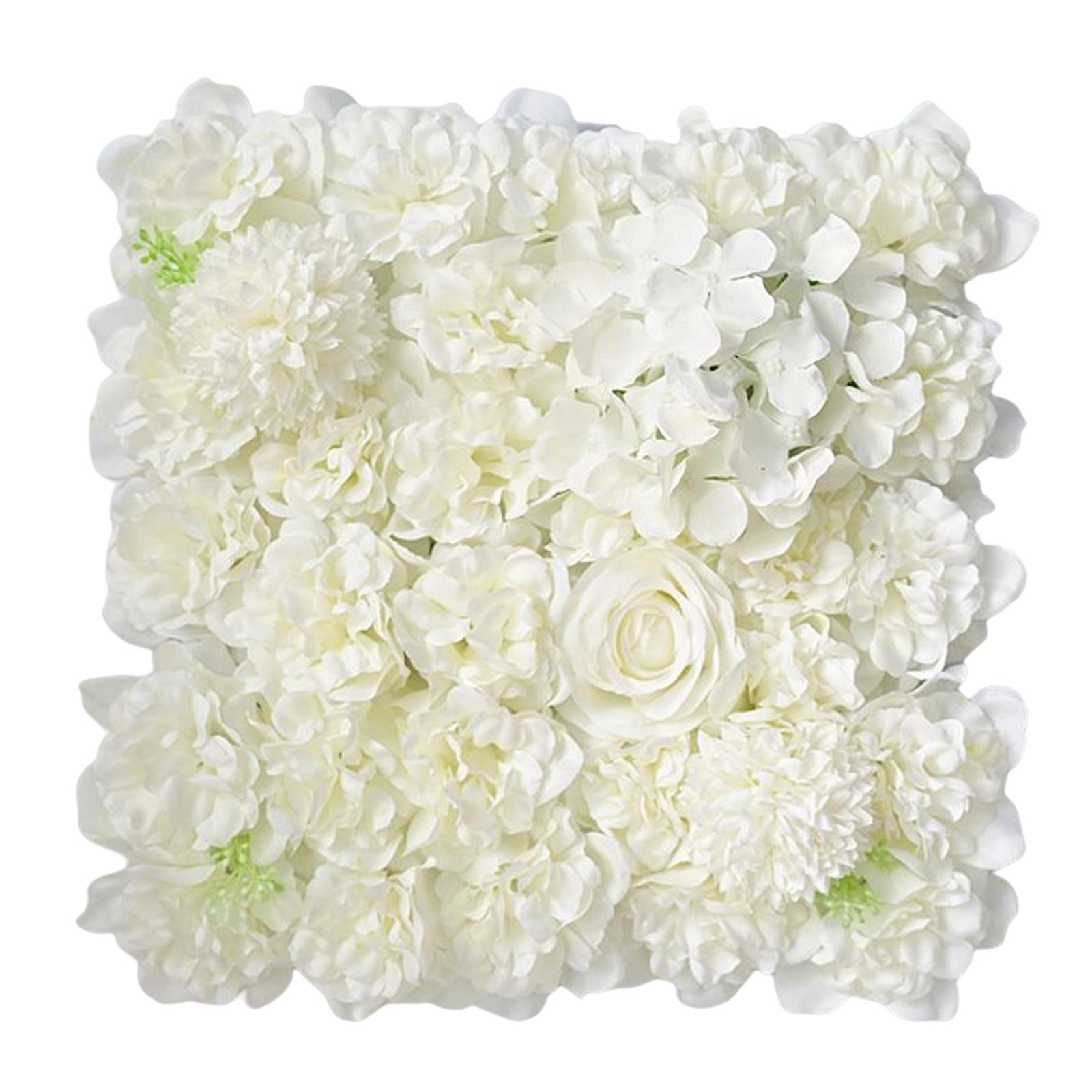 Bothyi - Panel De Pared De Flores Artificiales De 15 Pulgadas X 15 Pulgadas, Rosa De Seda Para Decoración De Fiesta De Boda, Blanco