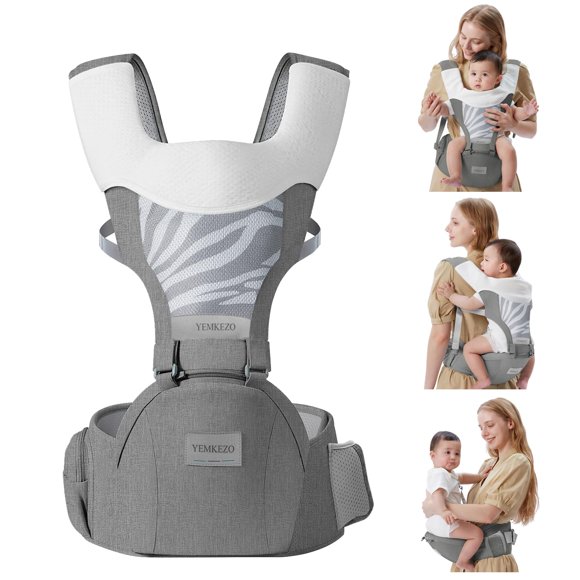 Portabebés YEMKEZO Asiento ergonómico 4 en 1 para cadera gris