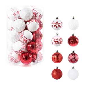 Magideal - 34X Adornos De Bolas De Navidad, Bolas Decorativas De Navidad, Bolas Colgantes Para Árboles De Navidad, Juego De Adornos Para Decoración De Árboles De Oro Rojo