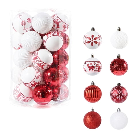 Magideal - 34X Adornos De Bolas De Navidad, Bolas Decorativas De Navidad, Bolas Colgantes Para Árboles De Navidad, Juego De Adornos Para Decoración De Árboles De Oro Rojo