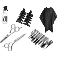Genérico - Set Tijeras + Capa + Peinetas + Rociador Peluquería