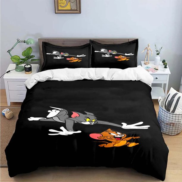 Cartoon Tom & Jerry Luxury Bedding Set Duvet Cover Pillow Cover Multiple Sizes, Home Room Decoration, Bedroom 2/3 Piece Set