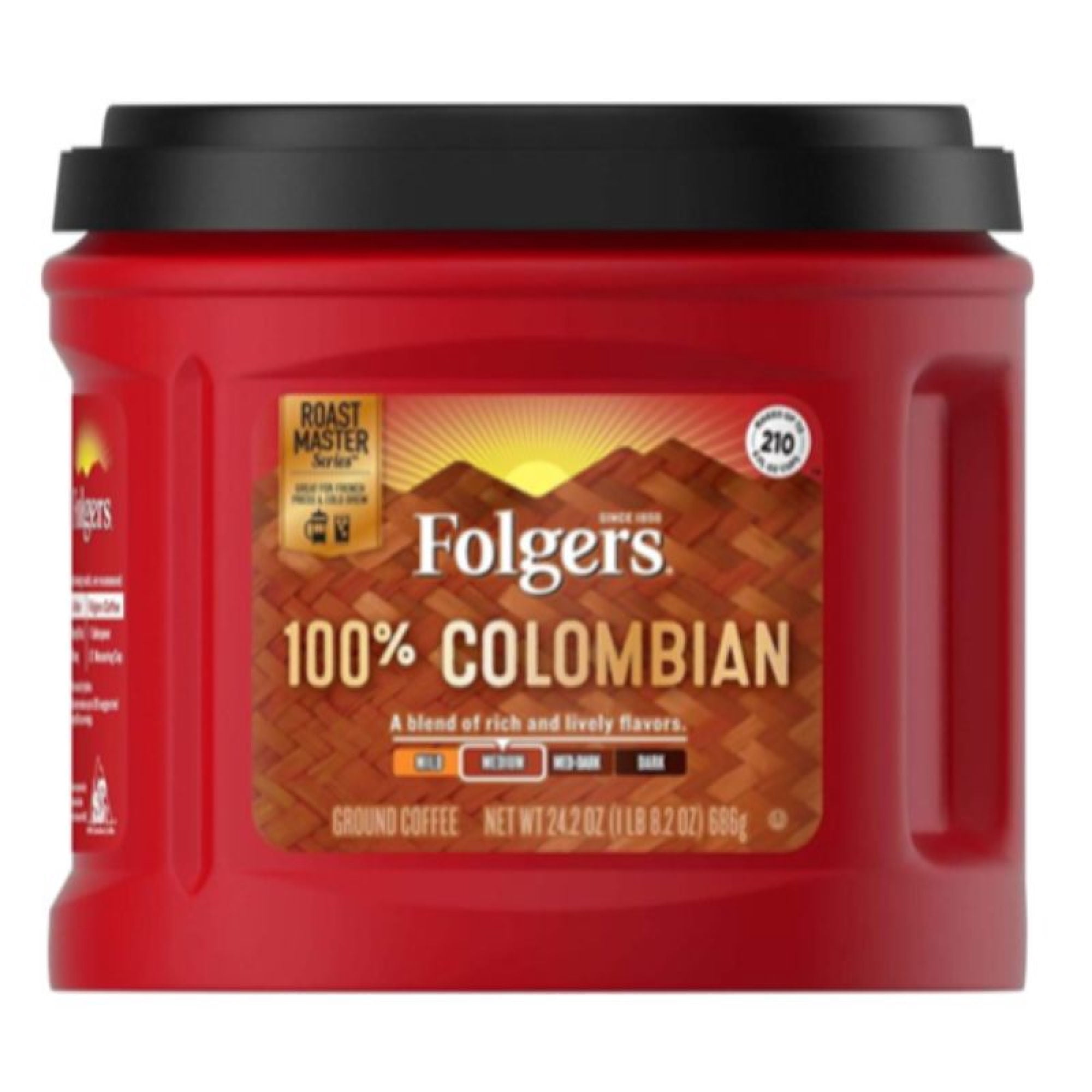 Café Tostado Molido Medio Colombia Pote Plastico 686 gr Folgers