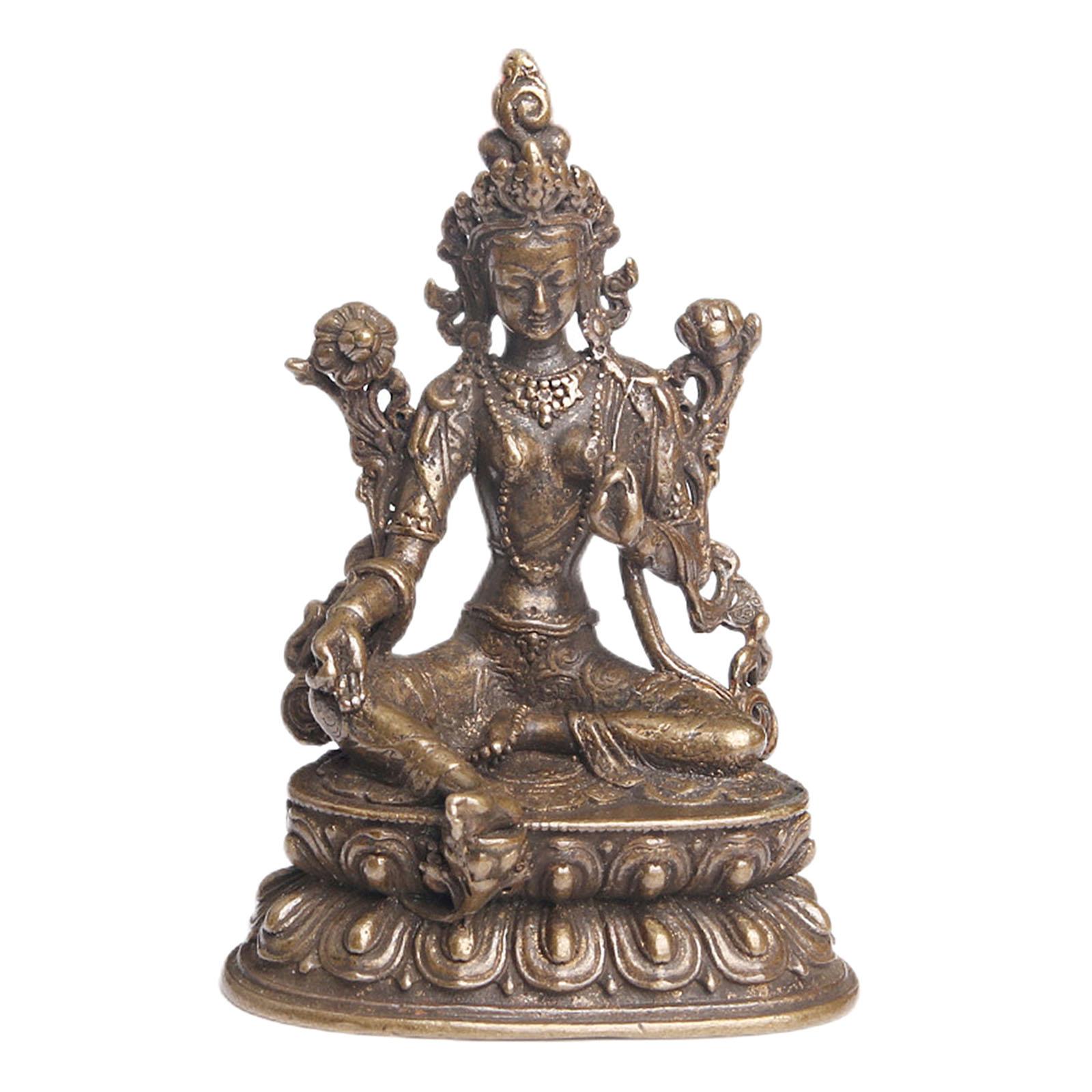 Magideal - Estatua Antigua De Buda Meditando, Figurita Budista, Escultura De Budismo, Colección De Artesanías Para Estante De Oficina, Decoración De Armario Para