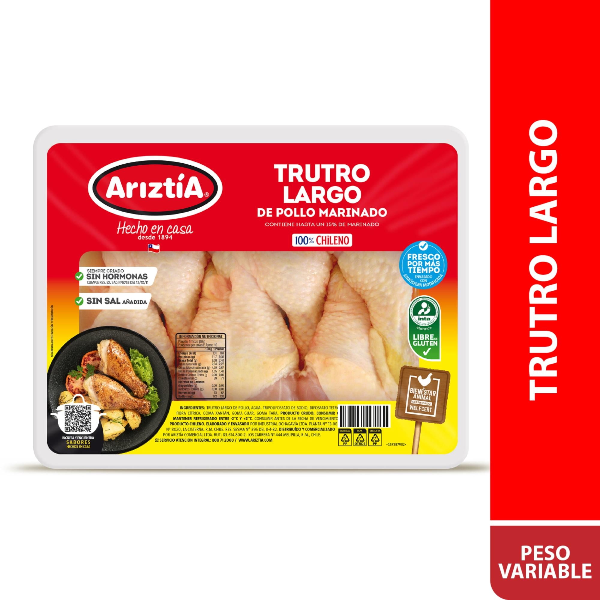 Pollo Trutro Largo Envasado 1 kg Ariztia