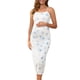 thumbnail image 1 of INSPIRE CHIC Vestido de Maternidad de Malla Fruncida sin Mangas con Tirantes Espagueti Ajustado de Longitud Media para Invitada de Boda Blanco Azul XL, 1 of 6