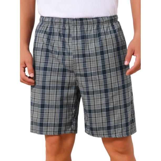 INSPIRE CHIC Pantalones Cortos de Pijama de Verano para Hombre con Cintura Elástica y Cuadros Casuales 32 Gris