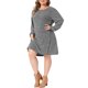 thumbnail image 4 of Vestido de Punto para Mujer de Talla Grande Agnes Orinda Cuello Redondo Manga Larga Decoración de Botón Casual Otoño Invierno Túnica Mini Vestidos con Bolsillos 4X Gris, 4 of 6