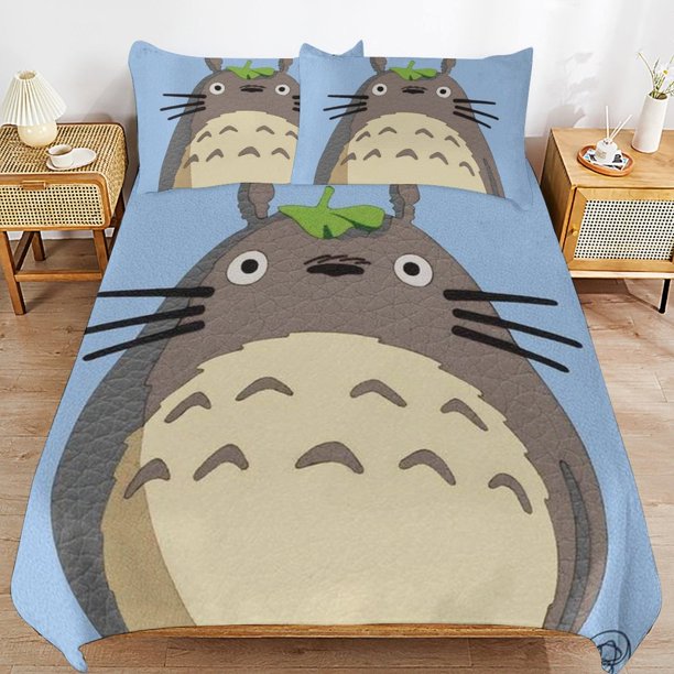 x11 My Neighbor Totoro Bed Duvet Cover Microfiber Bedding Sets 3D Printed Lightweight 3 Piece Comforter Sets, 1 Duvet Cover And 2 Pillow Shams for Kids Boys Girls 79"x90" jn11