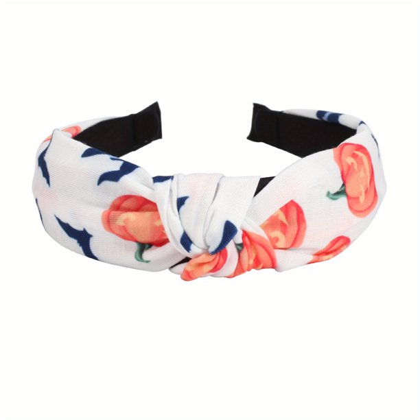 Cute Halloween Headband with Cartoon Ghost Print and Criss Cross Design - Perfect for Pumpkin and Spider Web Lovers
