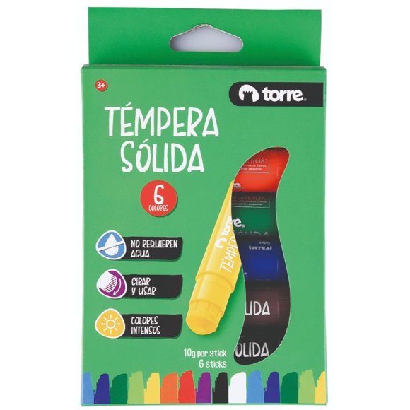 Témperas Sólida, 6 Colores