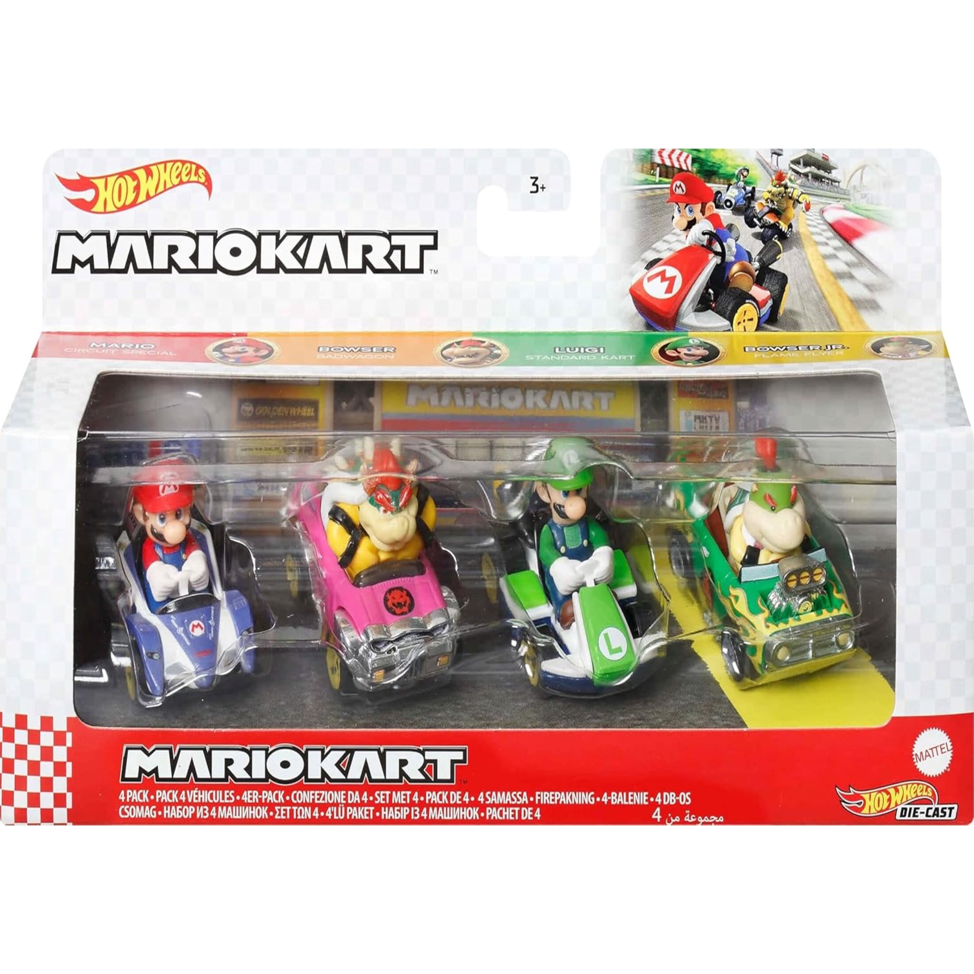 Hotwheels - Hot Wheels Mariokart 4 Pack Luigi Mario Bowser Bowser Jr