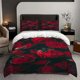 thumbnail image 1 of 3pcs Red Rose Flower with Water Drops Close-Up Themed Bedding Set Duvet Cover and Pillowcase Set Soft and Comfortable for All Seasons, 1 of 5