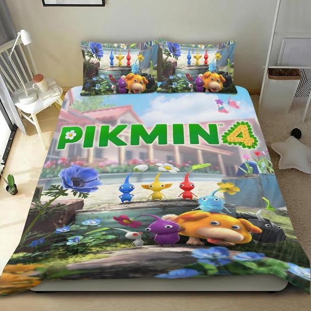 Pikmin Conjunto de sábanas temático, trío de piezas, cómodo y amigable con la piel, diseño único, regalo de decoración para el hogar para familiares, amigos y fans,173cm *218cm