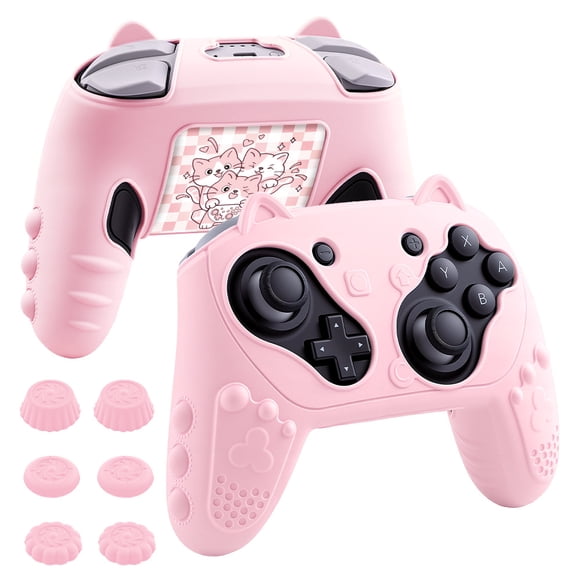 Funda Protectora de Silicona para Controlador Switch 2 Pro con Tapas de Joystick y Stickers – Accesorios de Gamepad Suaves y Cómodos