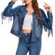 thumbnail image 2 of Chaqueta de Mezclilla con Flecos para Mujer INSPIRE CHIC, Atuendos de Concierto Country, Chaquetas de Mezclilla con Borlas Vaquera Occidental L Azul, 2 of 6