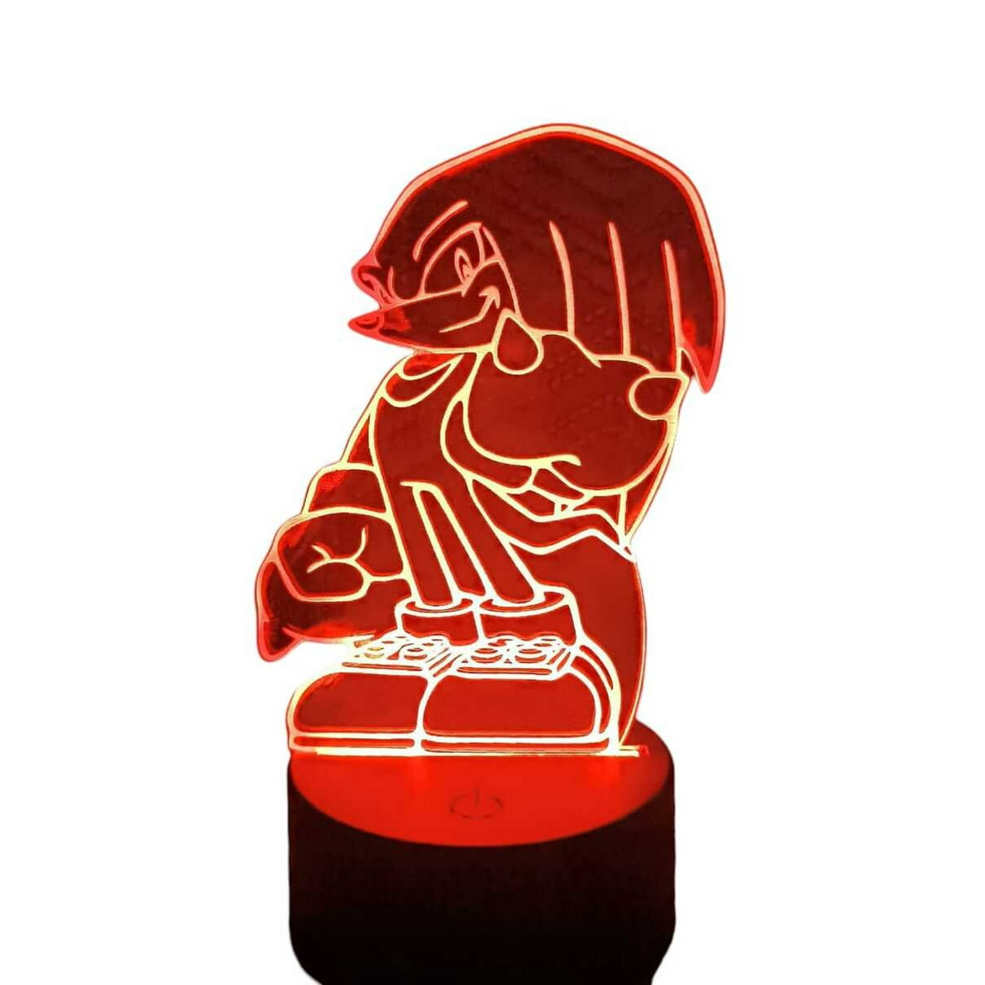 Lampara Ilusion 3d Knuckles Sonic De 7 Colores, Base Touch