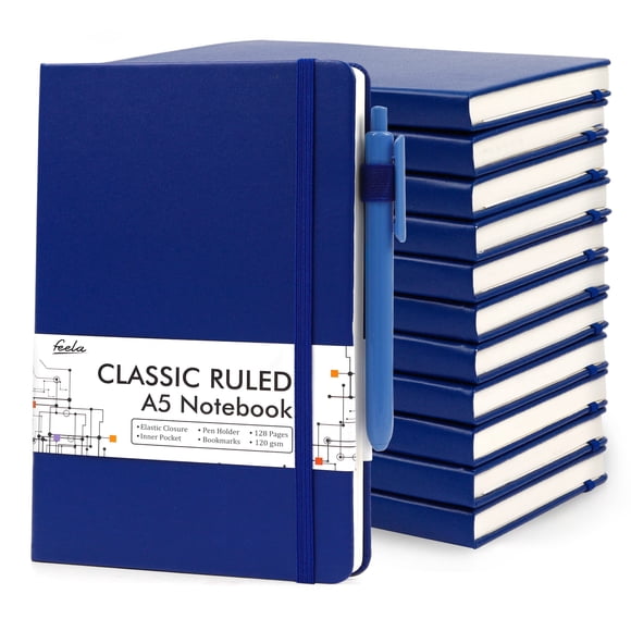 Cuadernos Feela A5 13 cm Paquete de 12 Rayados Color Marino