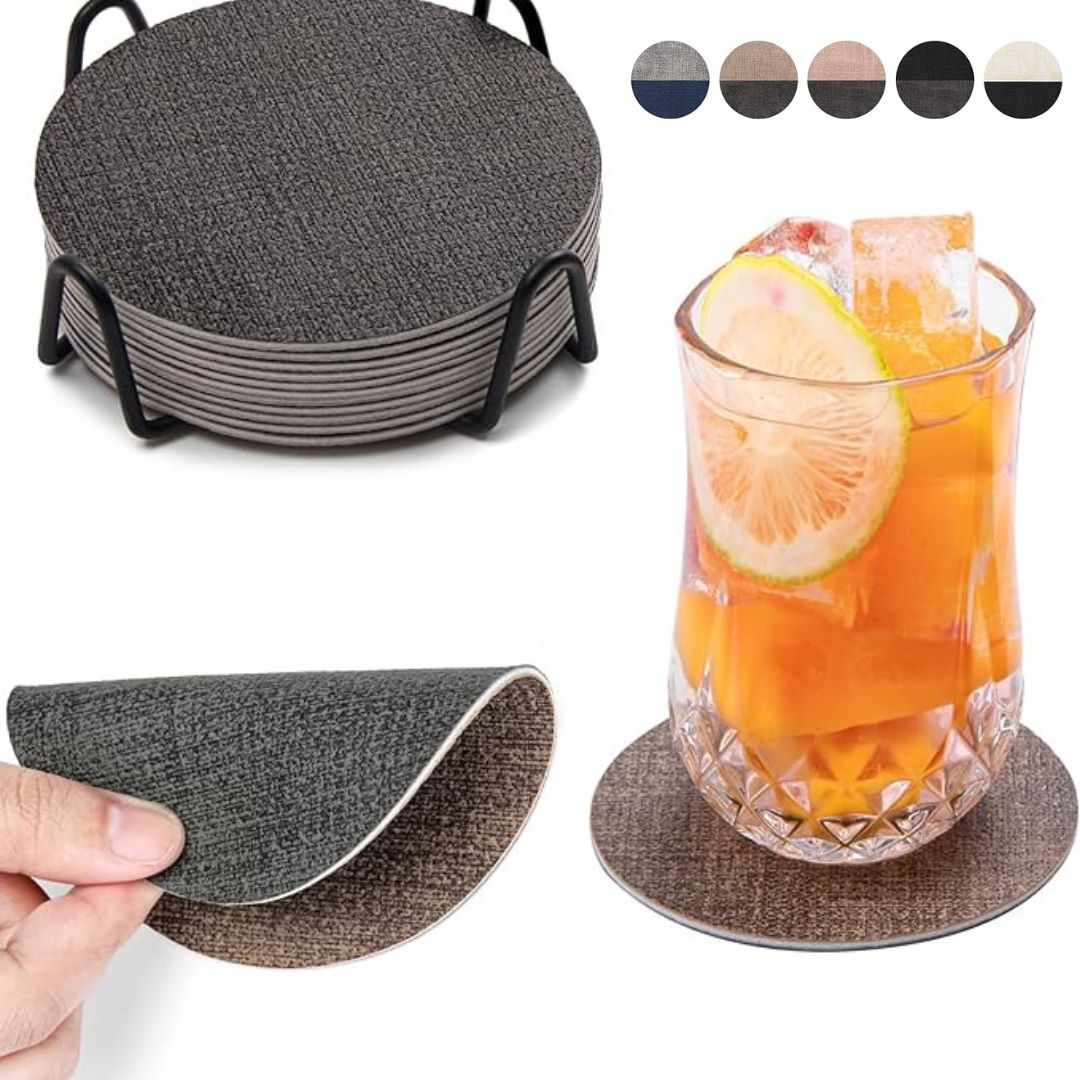 Aura Zeus - Set 4 Posavasos Ecocuero Antimanchas Impermeables 2 En 1