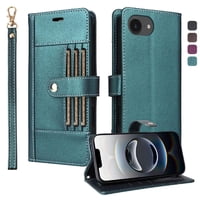 Foxdock Funda Tipo Cartera Para Iphone 16E – Cubierta De Cuero Pu Con Múltiples Ranuras, Bolsillo Para Efectivo Y Correa De Muñeca