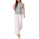 thumbnail image 2 of INSPIRE CHIC Blusa Elegante de Tweed para Mujer Cuello Redondo Manga Corta de Oficina Peplum Talla M Verde, 2 of 5