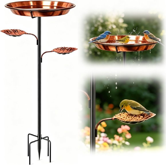 Bañera para Pájaros HAWAJOK 30 cm Cobre 3 Cuencos Estilo Vintage