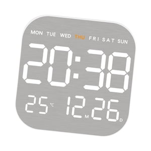 Bothyi - Reloj De Pared Digital Reloj Despertador Led Versátil Para Oficina Aula Sala De Estudio Concha Blanca