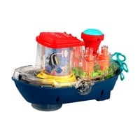 Magideal - Juguete De Engranaje Mecánico Transparente, Juguete De Barco Electrónico Con Rueda Universal, Juguete De Barco De Engranaje Con Música Y Luz