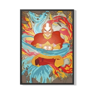 Creango - Cuadro Poster Enmarcado Avartar Aang Estado Avatar Decorativo