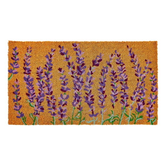 Felpudo KANKUN de fibra de coco 43 x 76 cm, floral lavanda