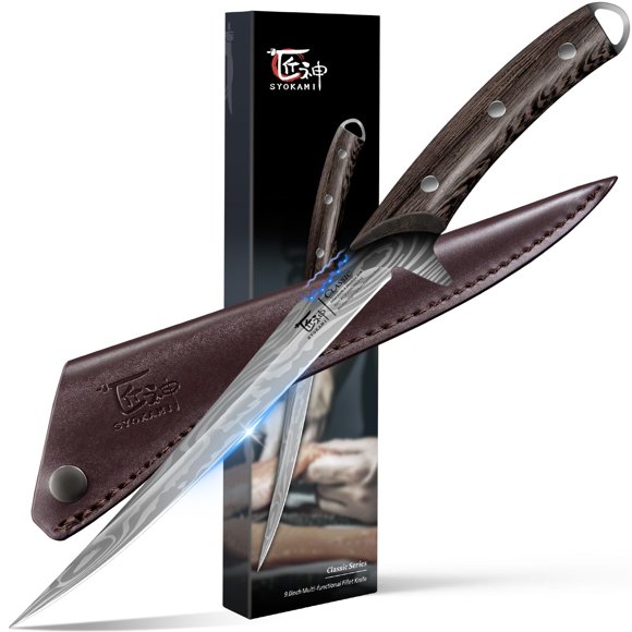Cuchillo para Filetear SYOKAMI 23 cm con Funda de Cuero